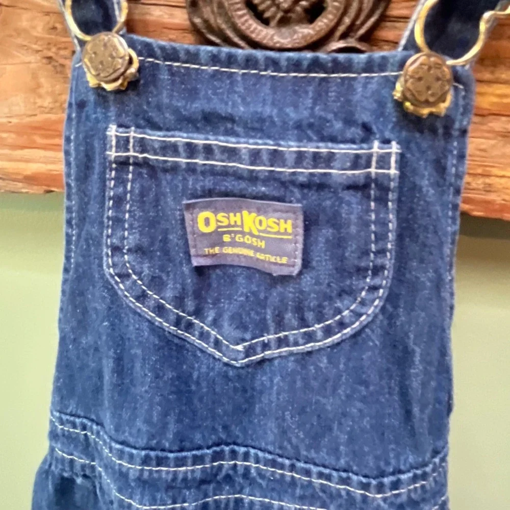 OshKosh Bgosh Girls Blue Denim Overall Jumper Dress Size 6 Made in USA 3821 F